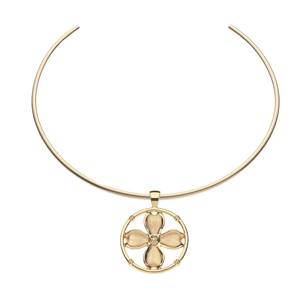 Jane Win Joy Garden Party Dogwood Cutout Pendant In Gold
