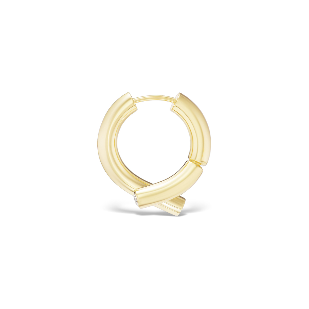 Tabayer Llc Oera Mini Hoop Earrings In 18k Yellow Gold,diamond