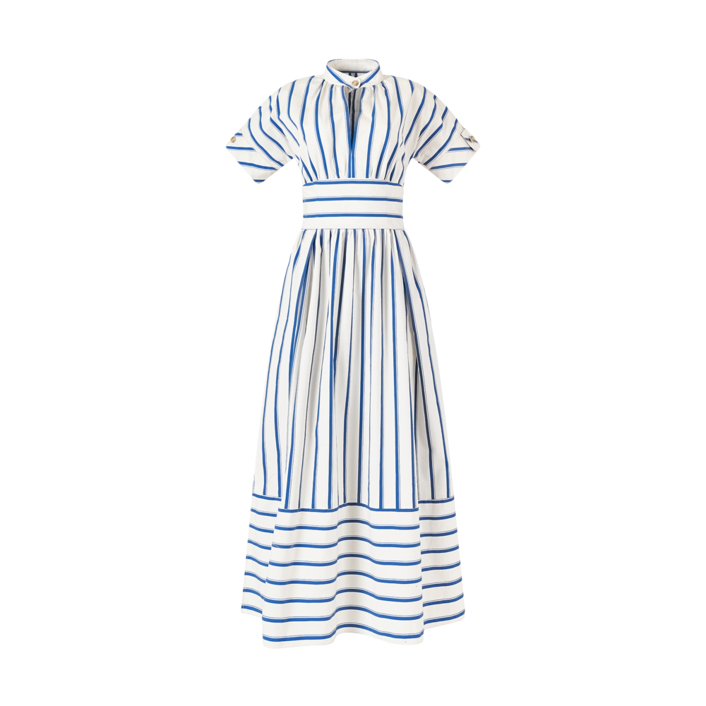 Shop Rosie Assoulin Ask For Directions Shirt Dress In Blue Stripe