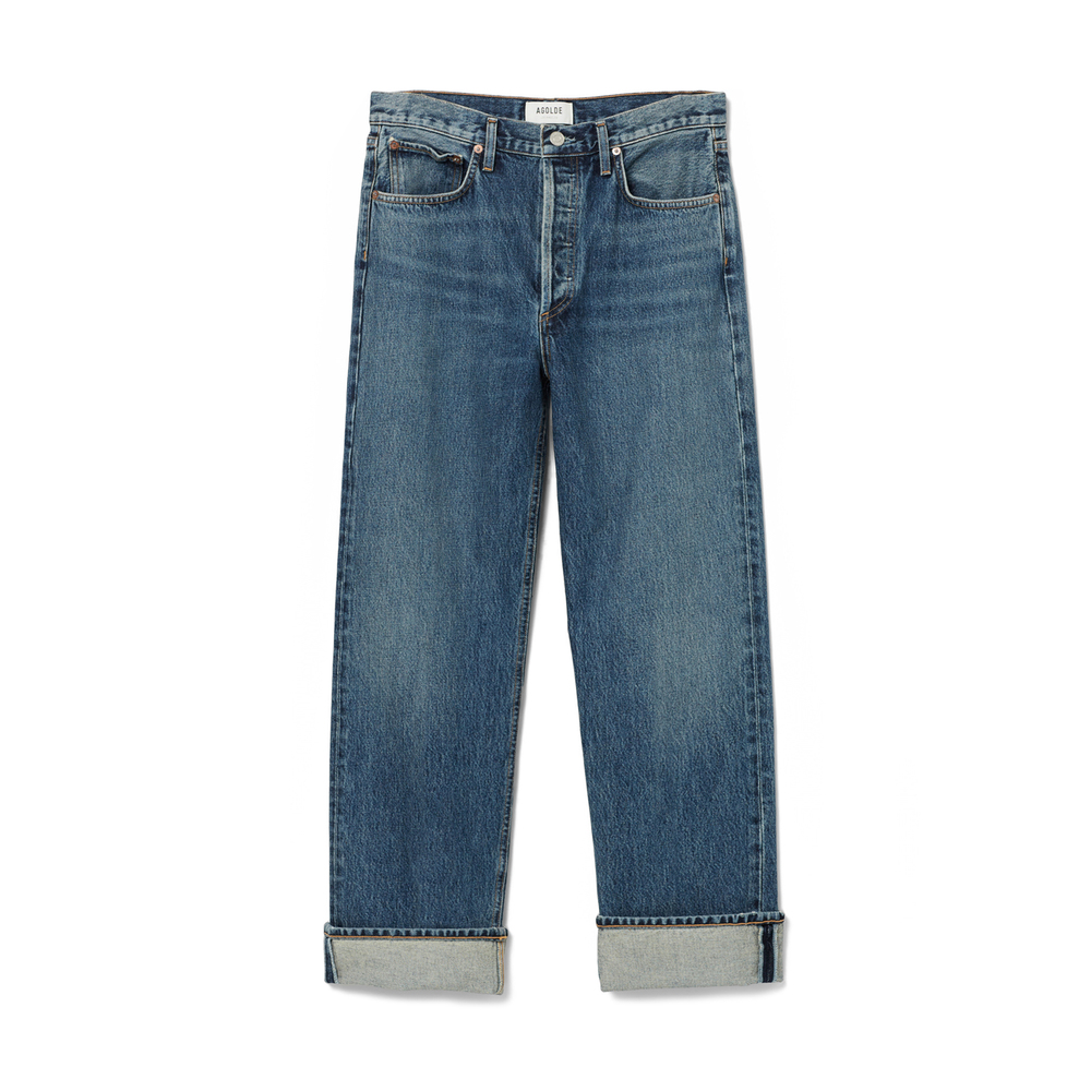 Agolde Fran Low Slung Straight Jean In Enamour In Blue
