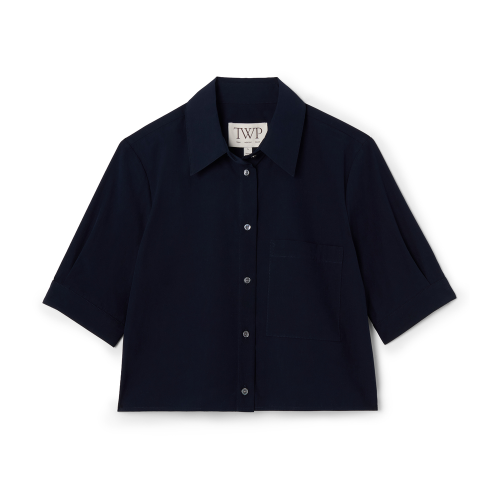 Twp Short Lived Elbow Sleeve Cotton Button-up Shirt
