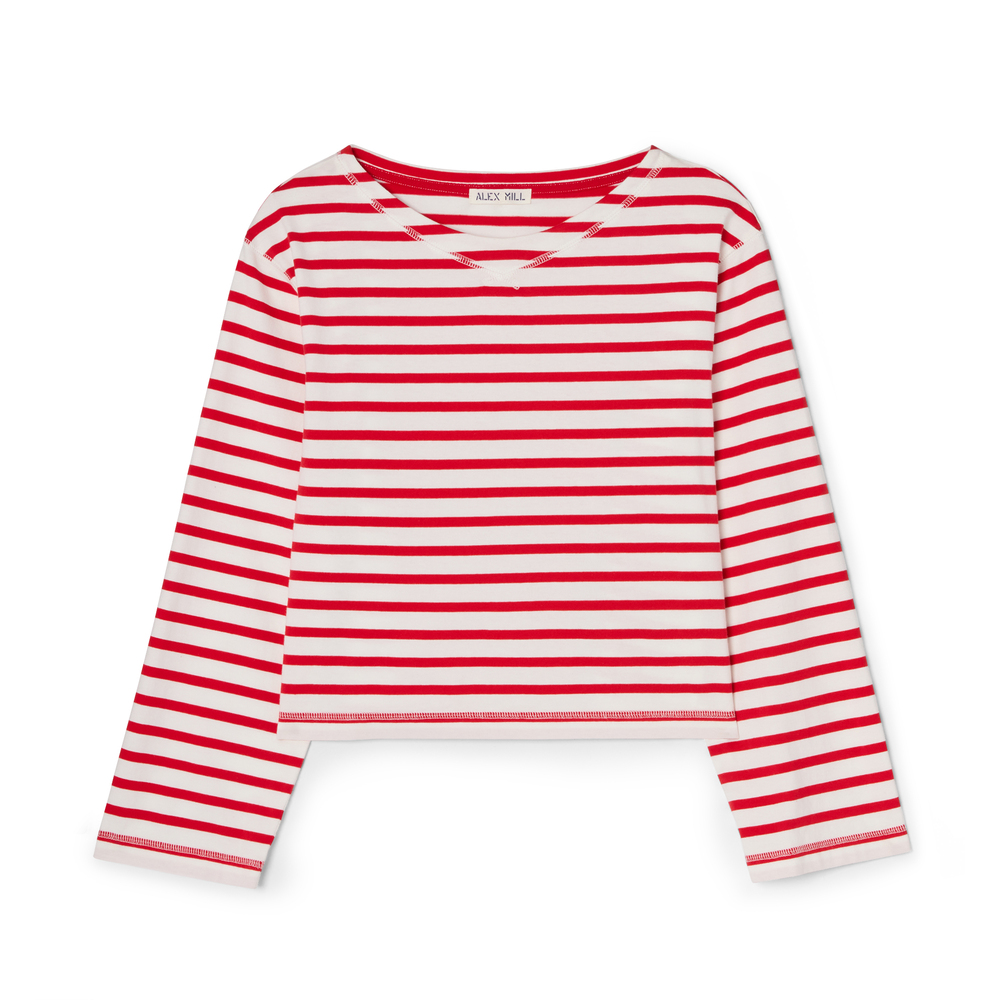 Alex Mill Marseille Striped Boatneck Tee In Cotton In Red