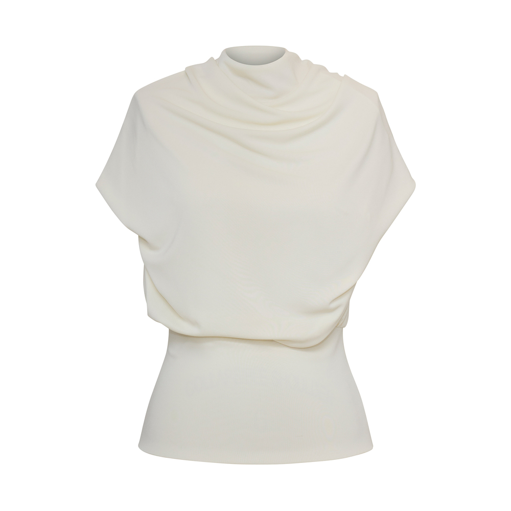Kallmeyer Jocelyn Draped Jersey Top In White