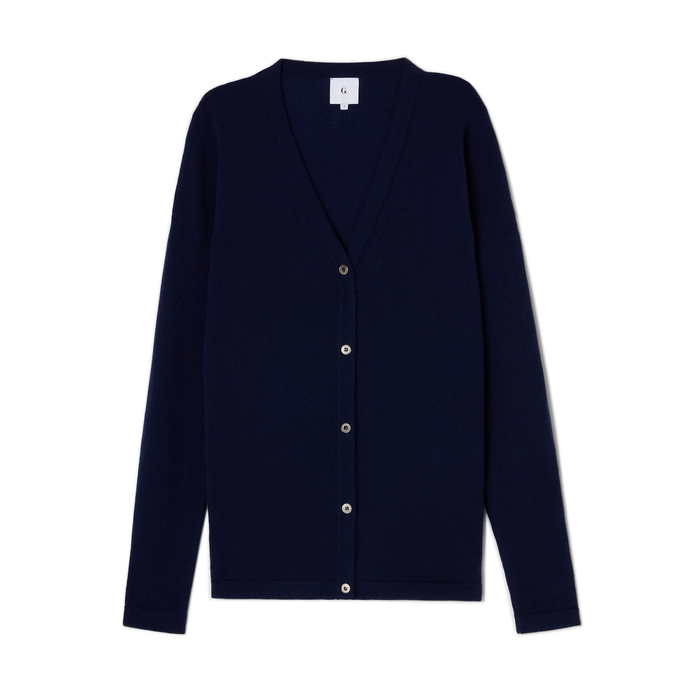 G. Label By Goop Lennon Cashmere Cardigan In Blue