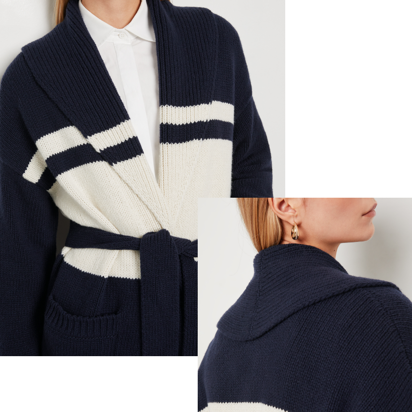 G. Label by goop Lorena Striped Shawl Collar Cardigan | goop